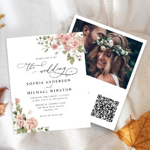 予算赤面ピンクローズフローラフォトウェディング招待