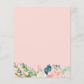 予算赤面ピンクローズベビーシャワー招待状 (裏面)