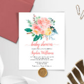 予算赤面ピンクローズベビーシャワー招待状