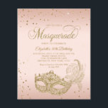 予算赤面ピンク金ゴールドグリッターマスカレード誕生日<br><div class="desc">デザイン機能きらめく金ゴールドグリッターマスカレードボールマスク金ゴールド紙吹雪。</div>