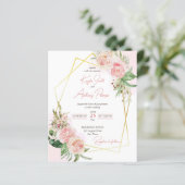 予算赤面ピンク金ゴールドバラフローラ結婚式の招待 (スタンド正面)