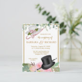 予算赤面ピンク金ゴールドロマンチックなフローラ結婚ズ 招待状 (スタンド正面)