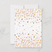 予算赤面ピンク金ゴールド紙吹雪ガール1st誕生日 ノートカード (裏面)