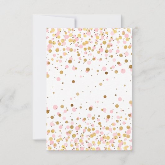 予算赤面ピンク金ゴールド紙吹雪ガール1st誕生日 ノートカード (裏面)