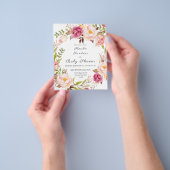 予算赤面ピンク開花フローラベビーシャワーフライヤー チラシ (手)