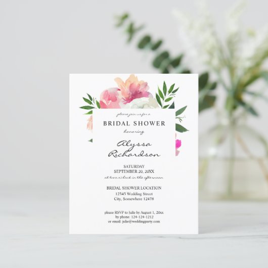 予算赤面ピンク&ホワイトフローラ1Cブライダルシャワー (スタンド正面)