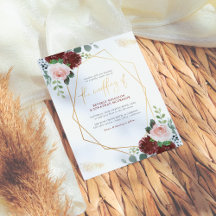 予算赤面ピンク&金ゴールドモダンジオメト結婚リ