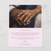 予算赤面ピンク&金ゴールド写真結婚の皆様に感謝 (裏面)