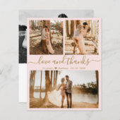 予算赤面フォトコラージュ結婚のサンキューカード (正面/裏面)
