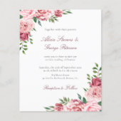 予算赤面ブルゴーニュフローラ結婚式招待状 (正面)