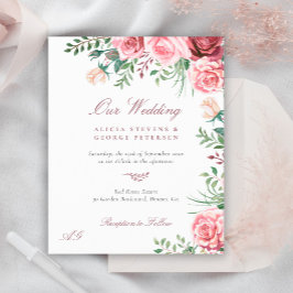 予算赤面ブルゴーニュ優雅な結婚式の招待状