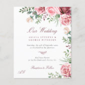 予算赤面ブルゴーニュ優雅な結婚式の招待状 (正面)