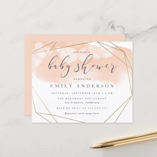 予算赤面水彩金ゴールド幾何学的ベビーシャワー (正面/裏面インサイチュ)