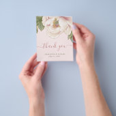 予算赤面牡丹フラワーフォトサンキューカード チラシ (手)