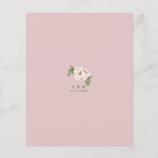 予算赤面牡丹フローラ結婚式の日付を保存 チラシ (裏面)