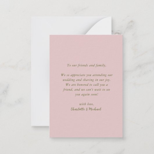 予算赤面牡丹結婚フローラのサンキューカード ノートカード (裏面)