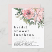 予算赤面花模様ブライダルシャワールンチョン招待状 (正面/裏面)