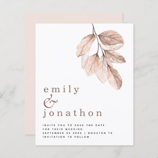 予算赤面葉の結婚式日付の保存 (正面/裏面)