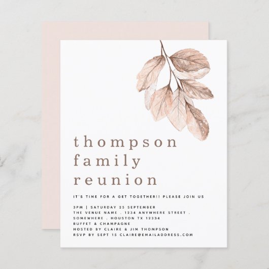 予算赤面葉ズファミリー懇親会パーティー招待状 (正面/裏面)