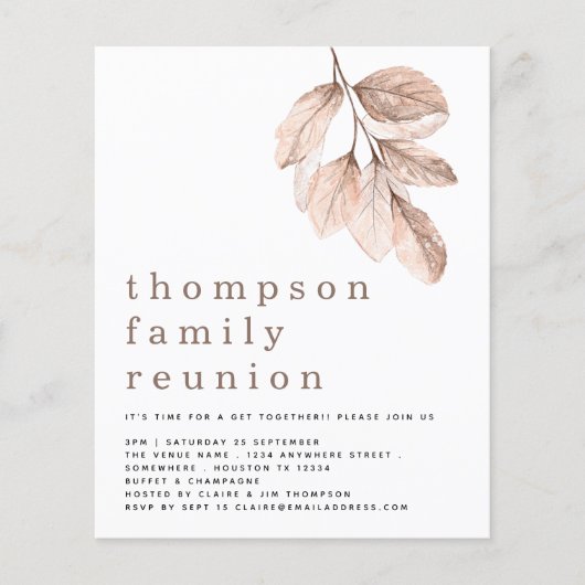 予算赤面葉ズファミリー懇親会パーティー招待状 (正面)