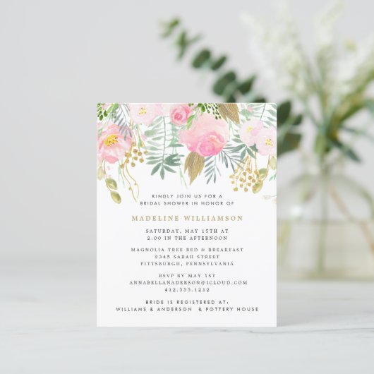 予算赤面金ゴールドフローラブライダルシャワー招待 (スタンド正面)