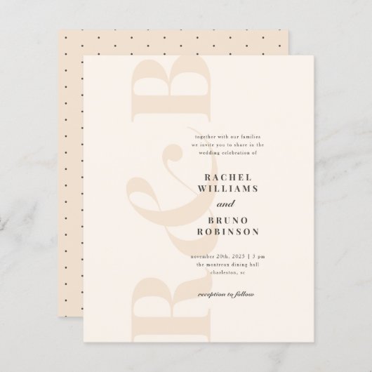 予算赤面&クリームミニマルイニシャル結婚ズ (正面/裏面)