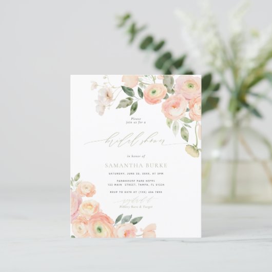 予算赤面&セージ緑ブライダルシャワー招待状 (スタンド正面)