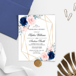 予算赤面&ネイビーブルーリハーサルディナー招待状
