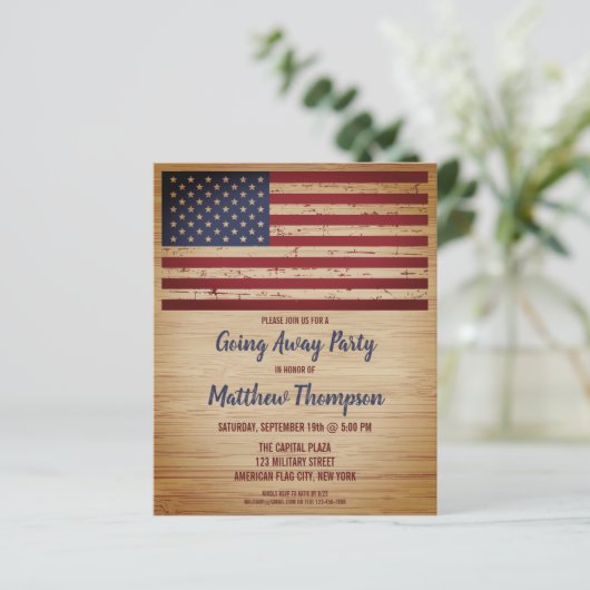 予算軍隊遠くにパーティー招待状葉書 (スタンド正面)