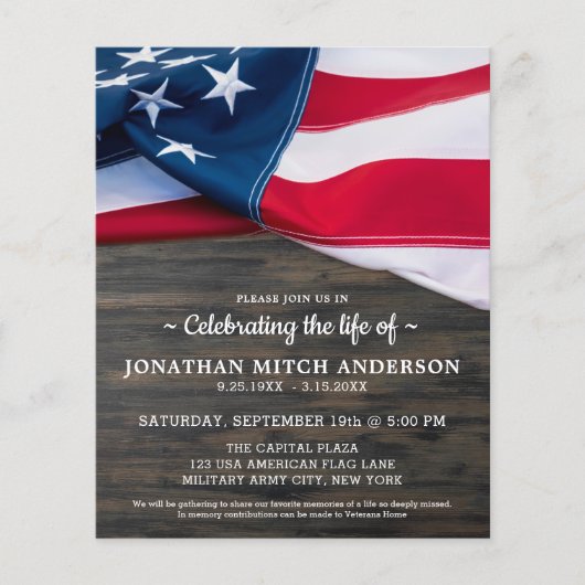 予算退役軍人愛国的な生活のお祝いの招待 (正面)