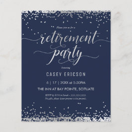予算退職パーティー招待状 – シルバー、海軍 チラシ