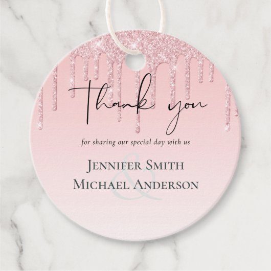 予算重視のプリティーガーリーウェディング　キラキラ輝くピンク フェイバータグ (正面)