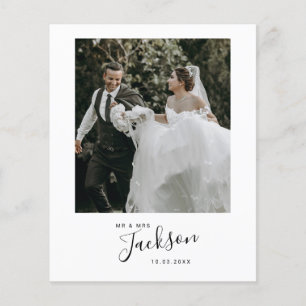 予算重視のミニマリスト結婚式写真感謝カード チラシ
