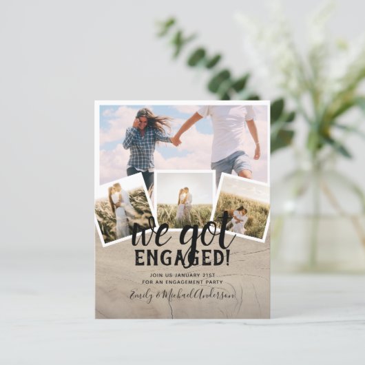 予算重視のモダンな写真付きエンゲージメント発表 (スタンド正面)