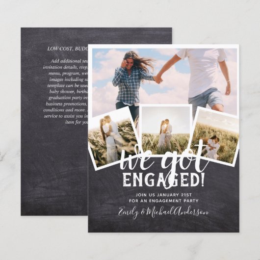 予算重視のモダンな写真付きエンゲージメント発表 (正面/裏面)