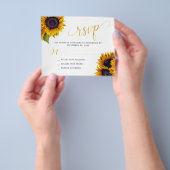 予算重視のラスティックなひまわりウェディング　RSVPカード　フライヤー チラシ (手)