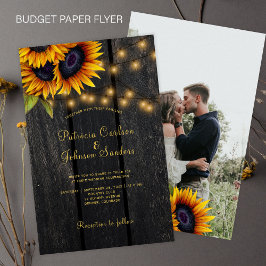 予算重視のラスティックな花柄の木製写真ウェディング招待状 チラシ