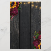 予算重視のラスティックな sunflower と roses のウェディングメニュー チラシ (裏面)