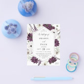 予算重視の紫と白の花をあしらった結婚式 チラシ (シングル)