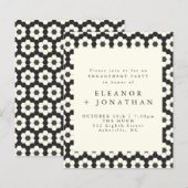 予算重視 レトロ ブラック＆ホワイト ジオメトリー 婚約 パーティー (正面/裏面)