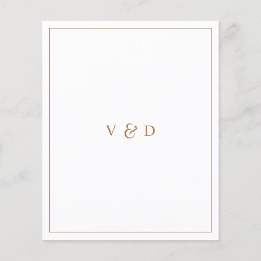 予算金ゴールドとホワイトエレガントウェディング招待状 (裏面)