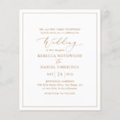 予算金ゴールドとホワイトエレガントウェディング招待状 (正面)