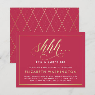 予算金ゴールドとマゼンタサプライズ誕生日パーティー