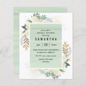 予算金ゴールドと水彩フローラブライダルシャワー (正面/裏面)