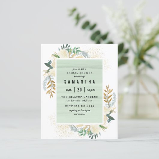 予算金ゴールドと水彩フローラブライダルシャワー (スタンド正面)