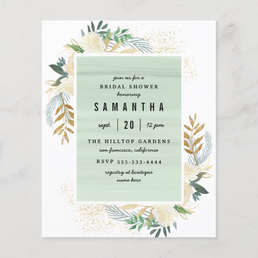 予算金ゴールドと水彩フローラブライダルシャワー (正面)