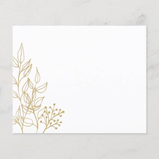 予算金ゴールドの葉の写真メリークリスマスカード (裏面)