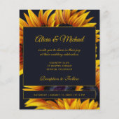 予算金ゴールドひまわりモダン結婚式招待状 (正面)