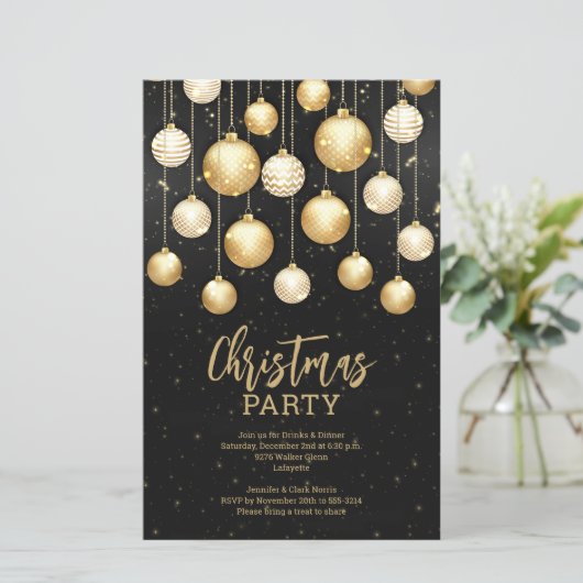 予算金ゴールドクリスマスツリーオーナメント招待状 (スタンド正面)