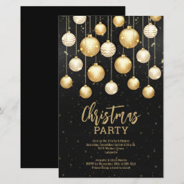 予算金ゴールドクリスマスツリーオーナメント招待状
